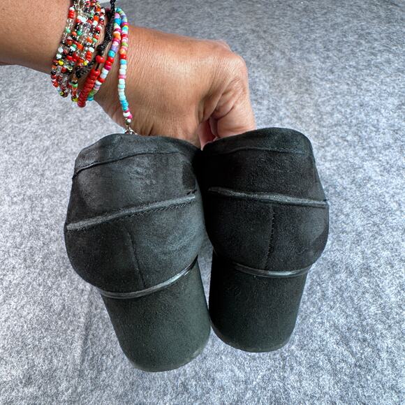 Franco Sarto Women's 8.5 Black Suede Tassels Studs Block Mid Heel Slip-on - Picture 5 of 6